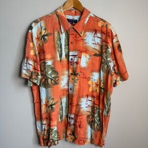 Hathaway Classics Men's Button Up‎ Short Sleeve Rayon Tropical Hawaiian Shirt XL